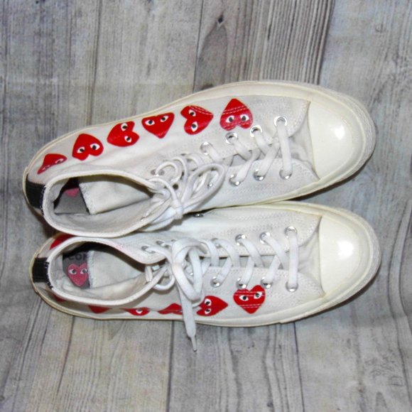 CONVERSE X PLAY Comme des Garçons Chuck 70 Multi Heart Sneakers Mens Size 10 - Picture 6 of 7